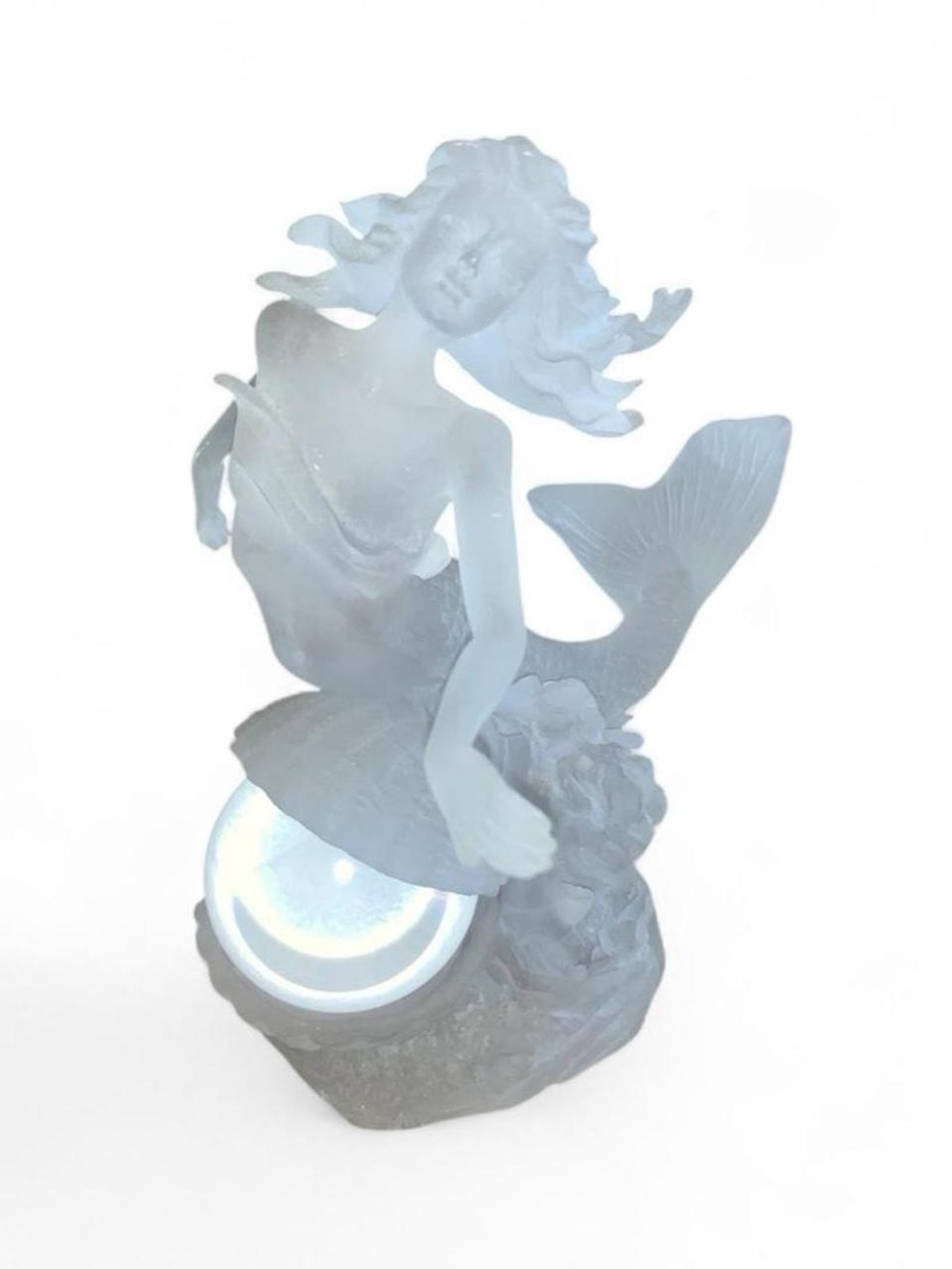 Frosted White Mermaid Sculpture